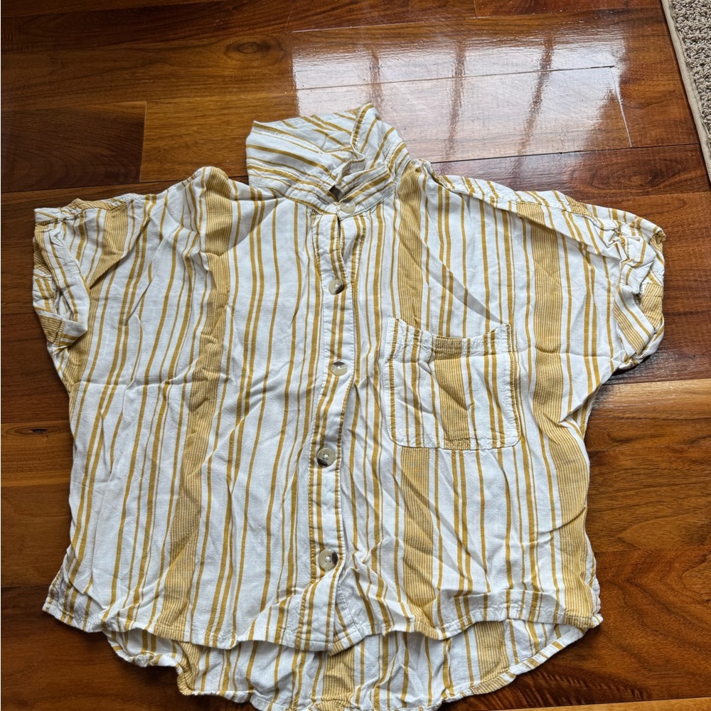 Aeropostale Yellow and White Striped Shirt